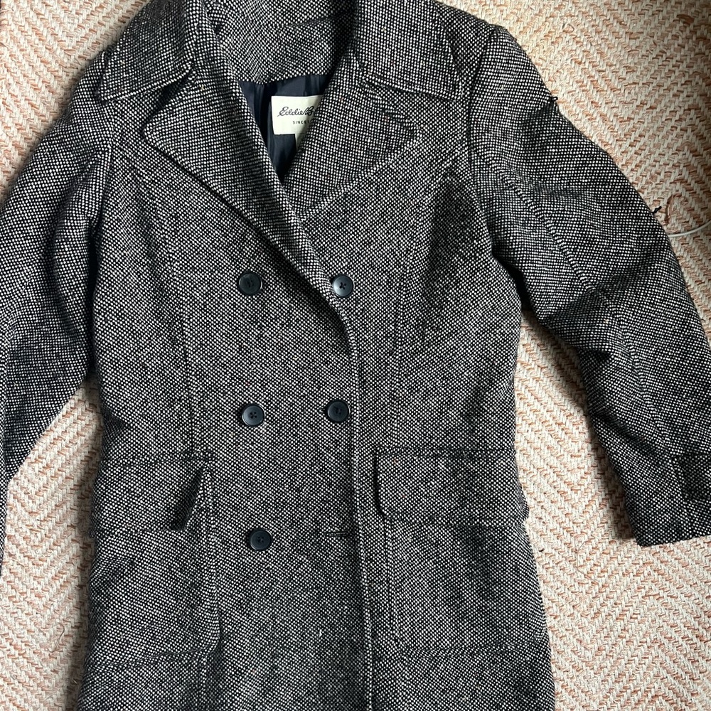 Eddie Bauer Women's Gray Double-Breasted Pea Coat